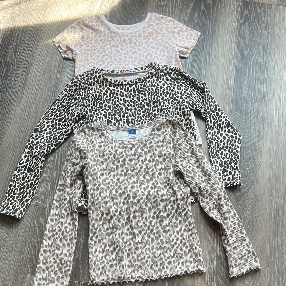 J. Crew & Old Navy Black and Brown Long Sleeve Tees Leopard Print